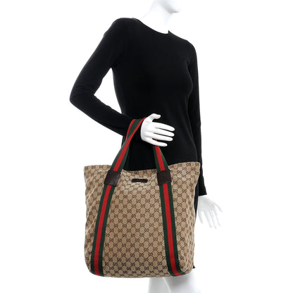 Gucci GG Monogram Medium Web Handle Vertical Tote Dark Brown 2 of 7
