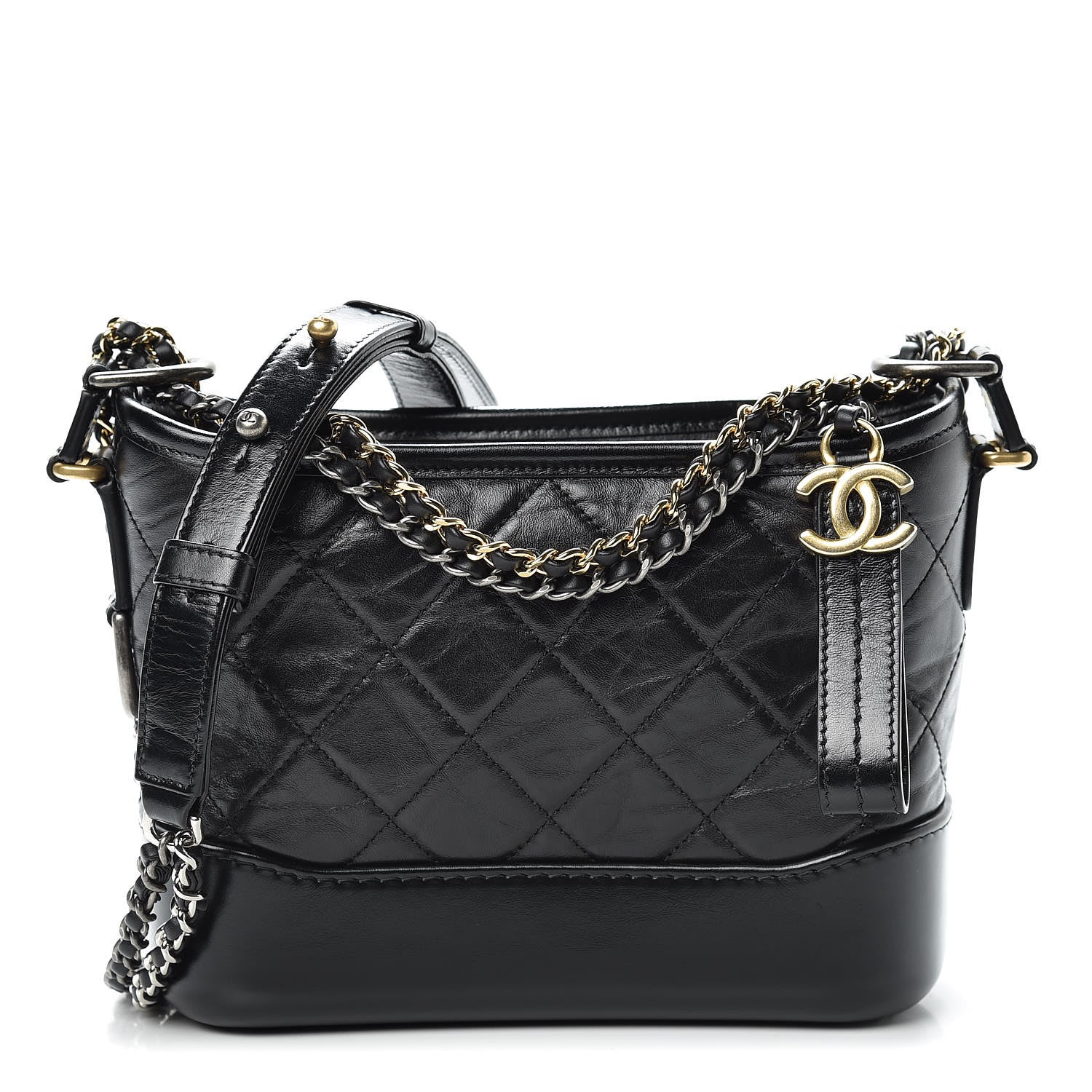 Chanel Aged Calfskin Quilted Small Gabrielle Hobo Black 1 of 11