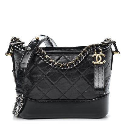 Chanel Aged Calfskin Quilted Small Gabrielle Hobo Black 1 of 11