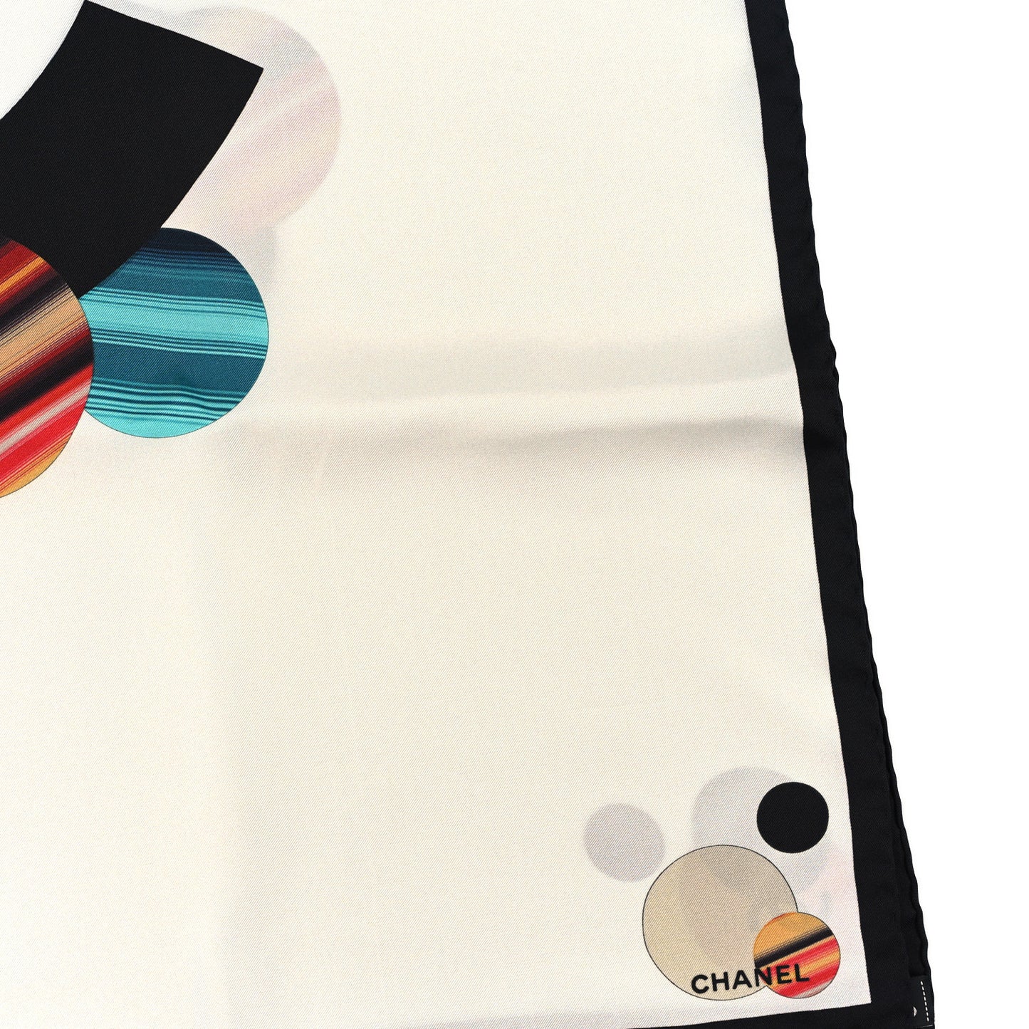 Silk CC Planet Scarf White Multicolor Black