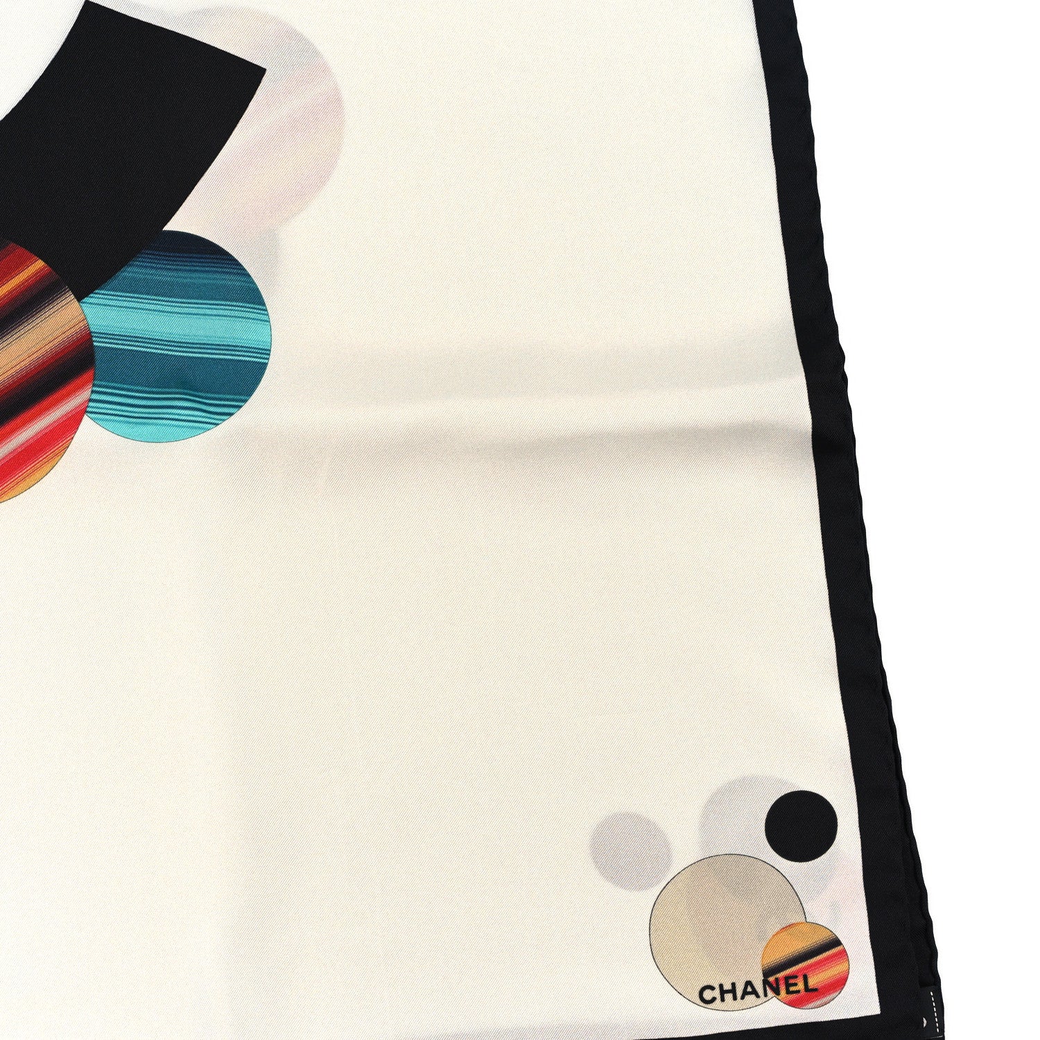Chanel Silk CC Planet Scarf White Multicolor Black 2 of 3