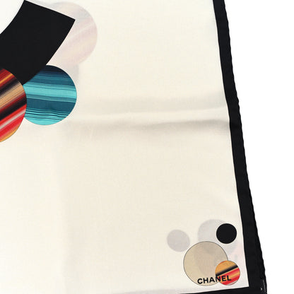 Chanel Silk CC Planet Scarf White Multicolor Black 2 of 3