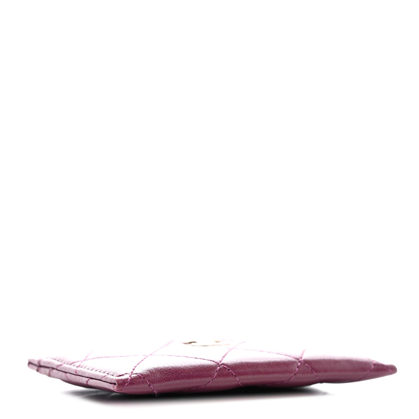Lambskin Quilted Card Holder Purple