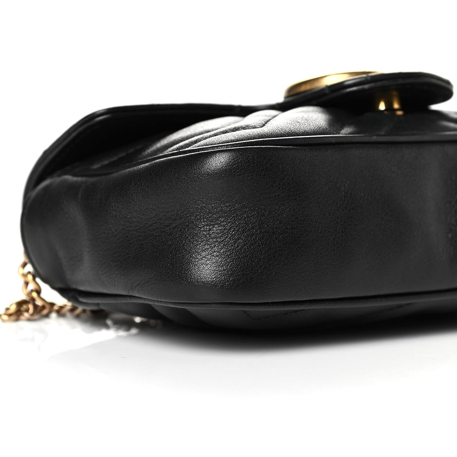 Gucci Calfskin Matelasse Super Mini GG Marmont Shoulder Bag Black 5 of 8