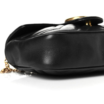 Gucci Calfskin Matelasse Super Mini GG Marmont Shoulder Bag Black 5 of 8