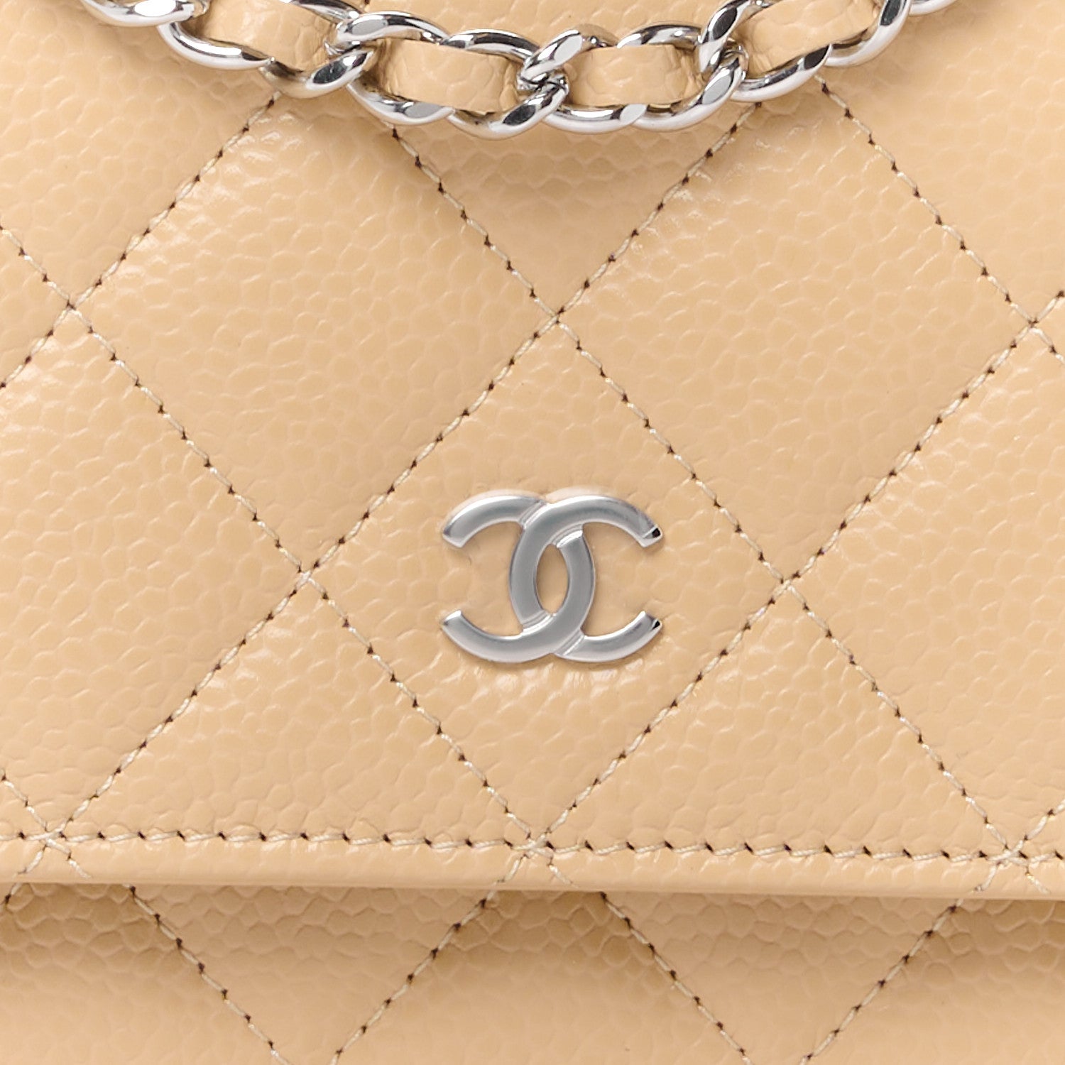 Chanel Caviar Quilted Wallet on Chain WOC Beige 9 of 14