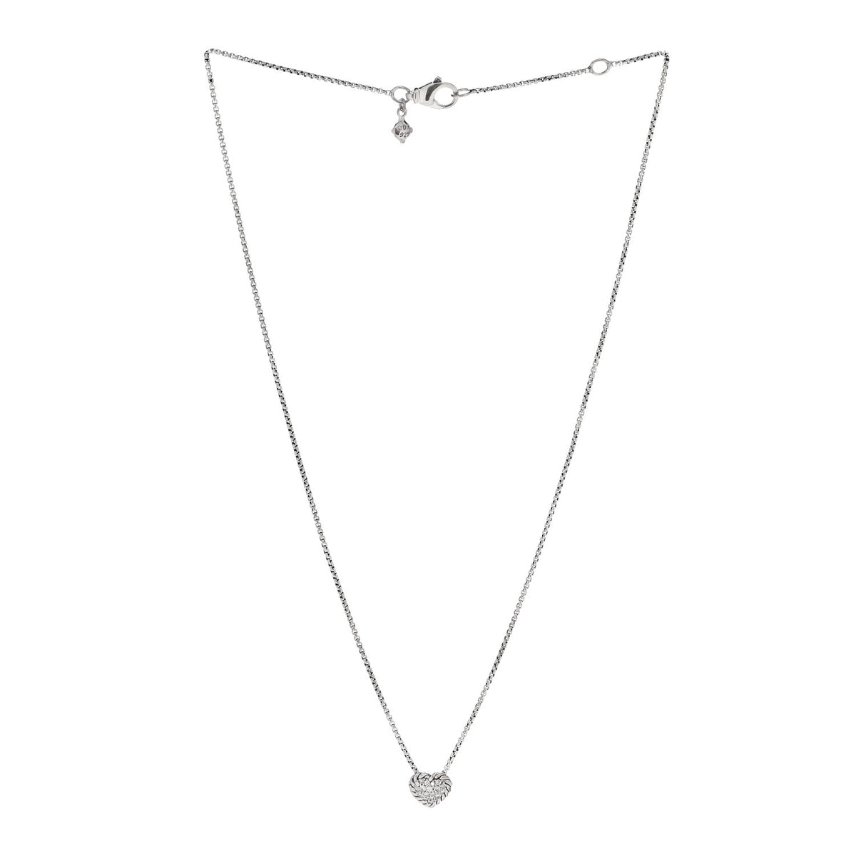 David Yurman Sterling Silver Diamond Petite Pave Heart Necklace 3 of 6