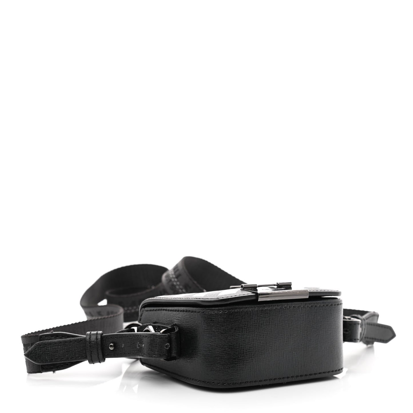 Calfskin Diag Belt Bag Black White