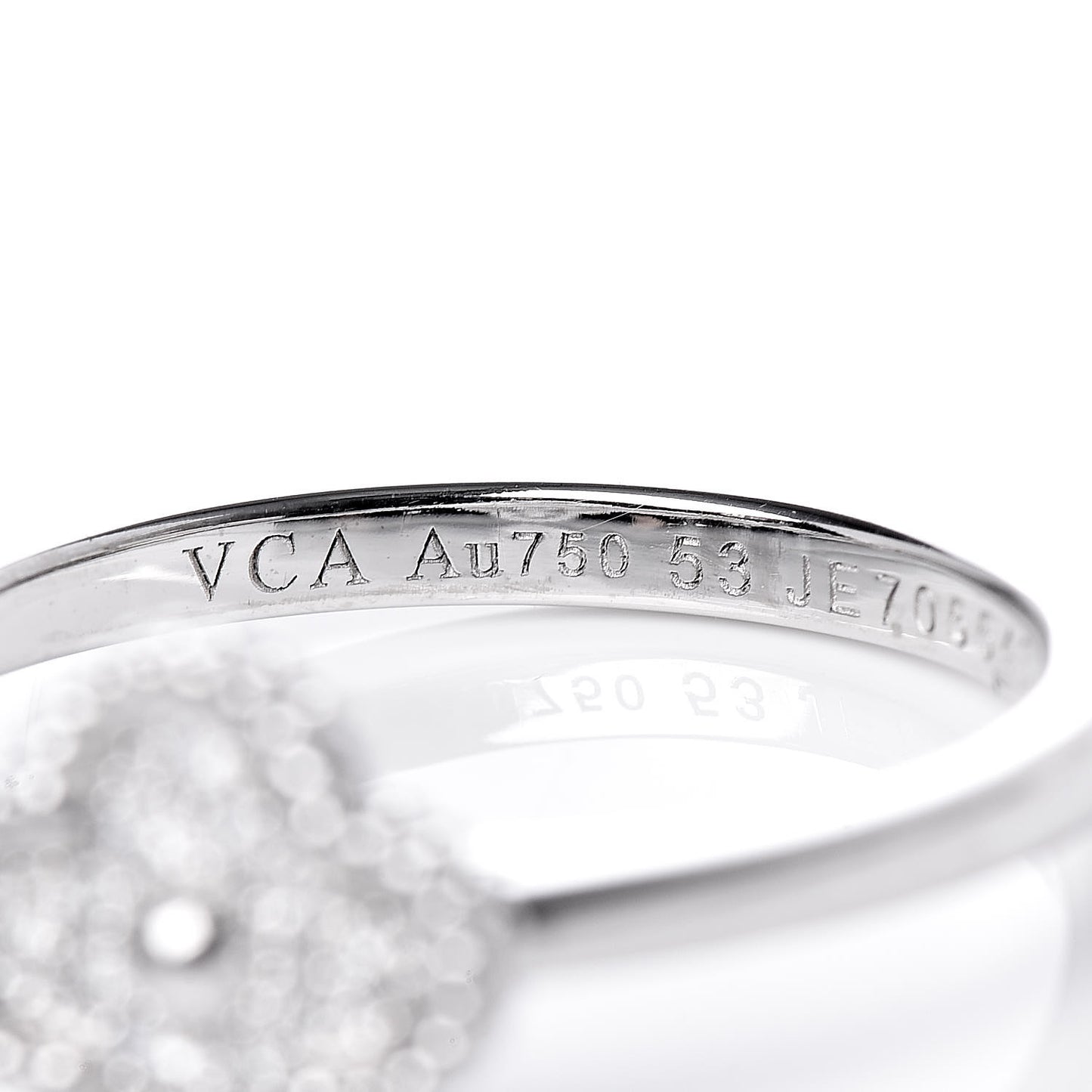 18K White Gold Diamond Sweet Alhambra Ring 53 6.5