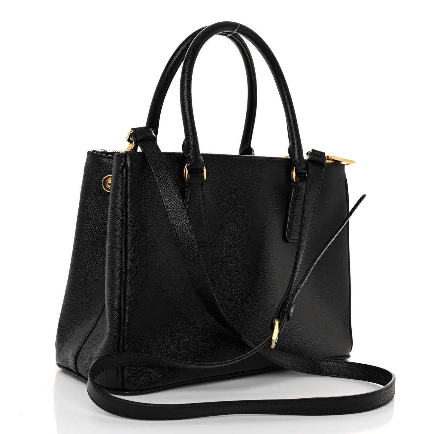 Saffiano Small Galleria Double Zip Tote Black