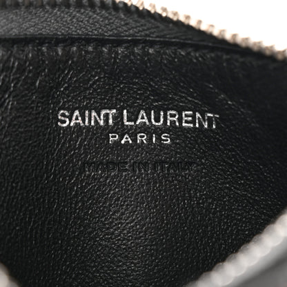 Saint Laurent Grain De Poudre Matelasse Chevron Monogram Fragments Zippered Card Case Coal 6 of 8