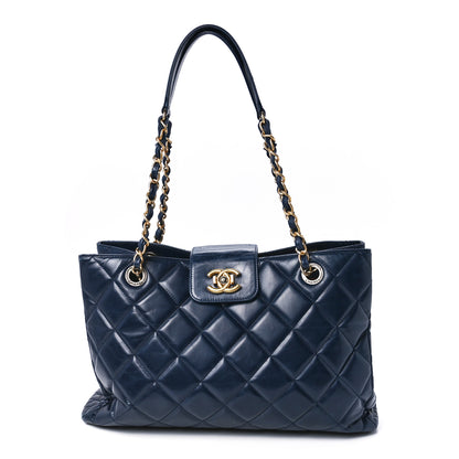Chanel Glazed Calfskin Quilted Daily Walk Tote Navy 1 of 11