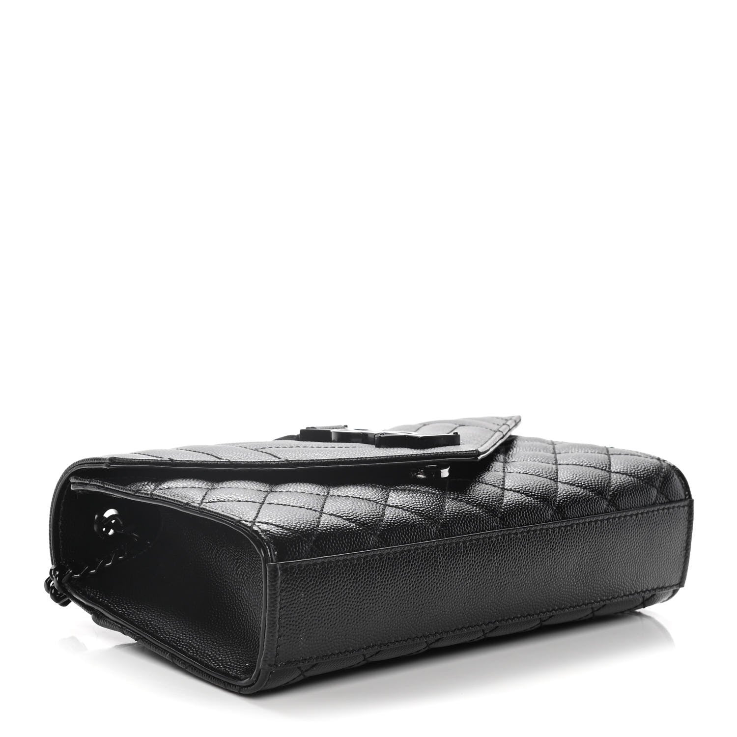 Saint Laurent Grain De Poudre Textured Mixed Matelasse Triquilt Small Monogram Satchel Black 3 of 11