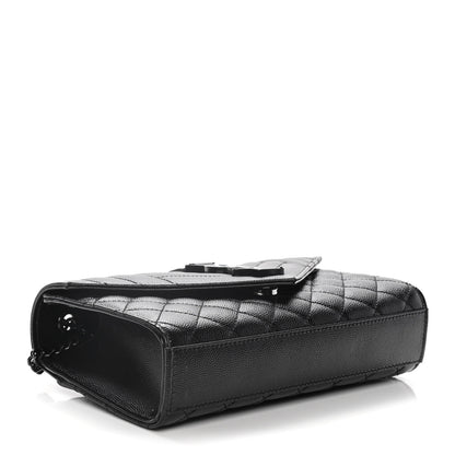 Saint Laurent Grain De Poudre Textured Mixed Matelasse Triquilt Small Monogram Satchel Black 3 of 11