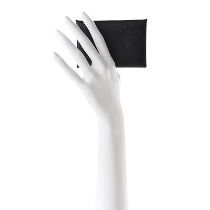 Hermes Epsom Calvi Card Case Black 2 of 7