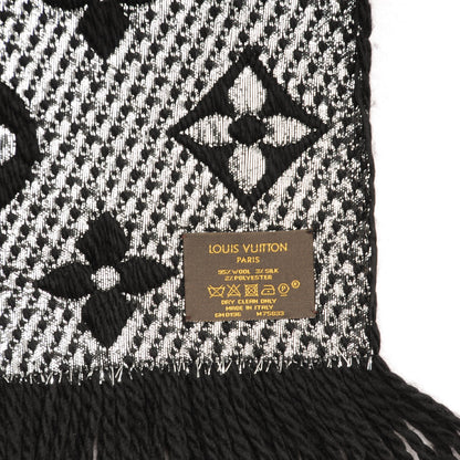Louis Vuitton Wool Silk Logomania Shine Scarf Black 4 of 4