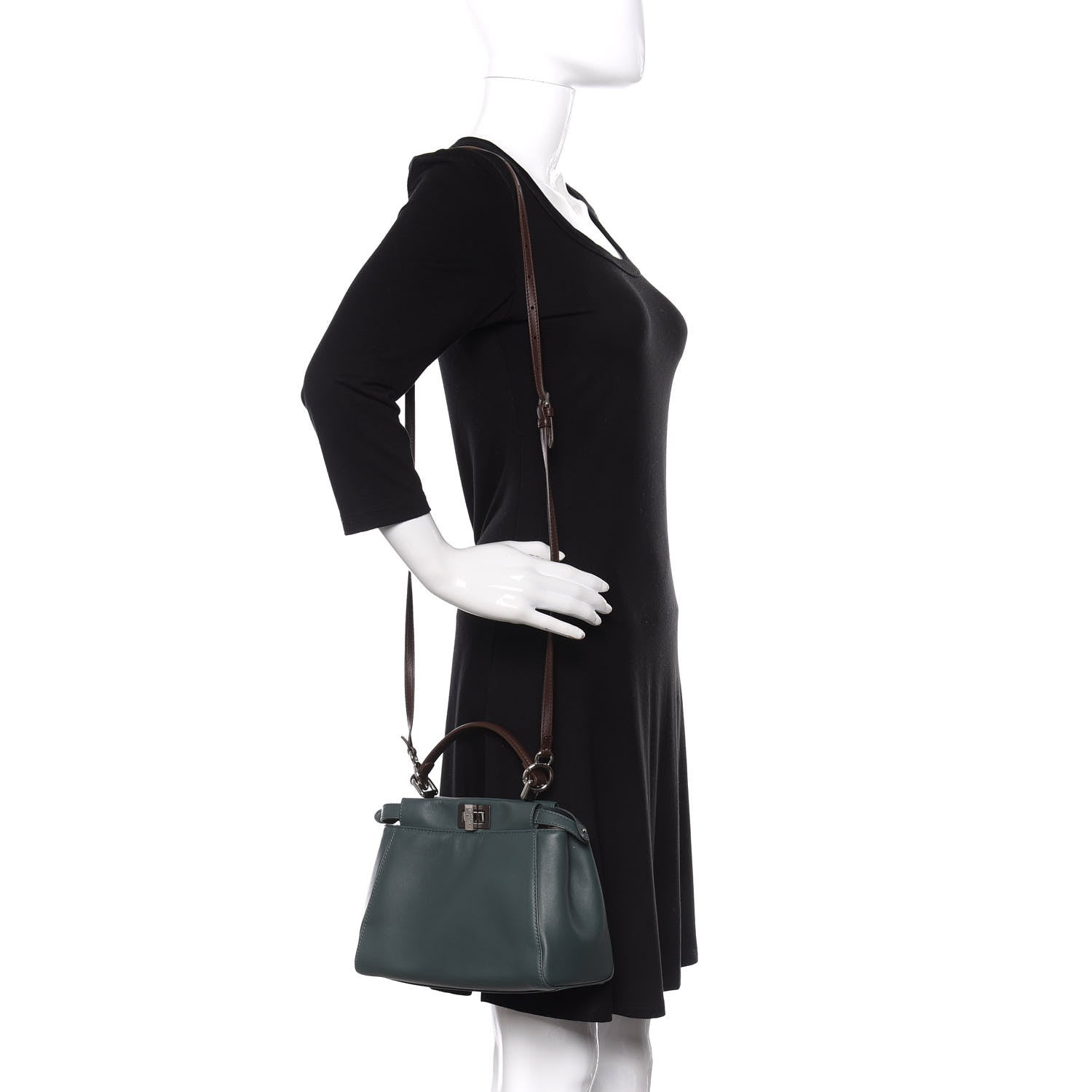 Fendi Nappa Colorblock Mini Peekaboo Iconic Satchel Malachite Moresco Rosa Doll 2 of 12