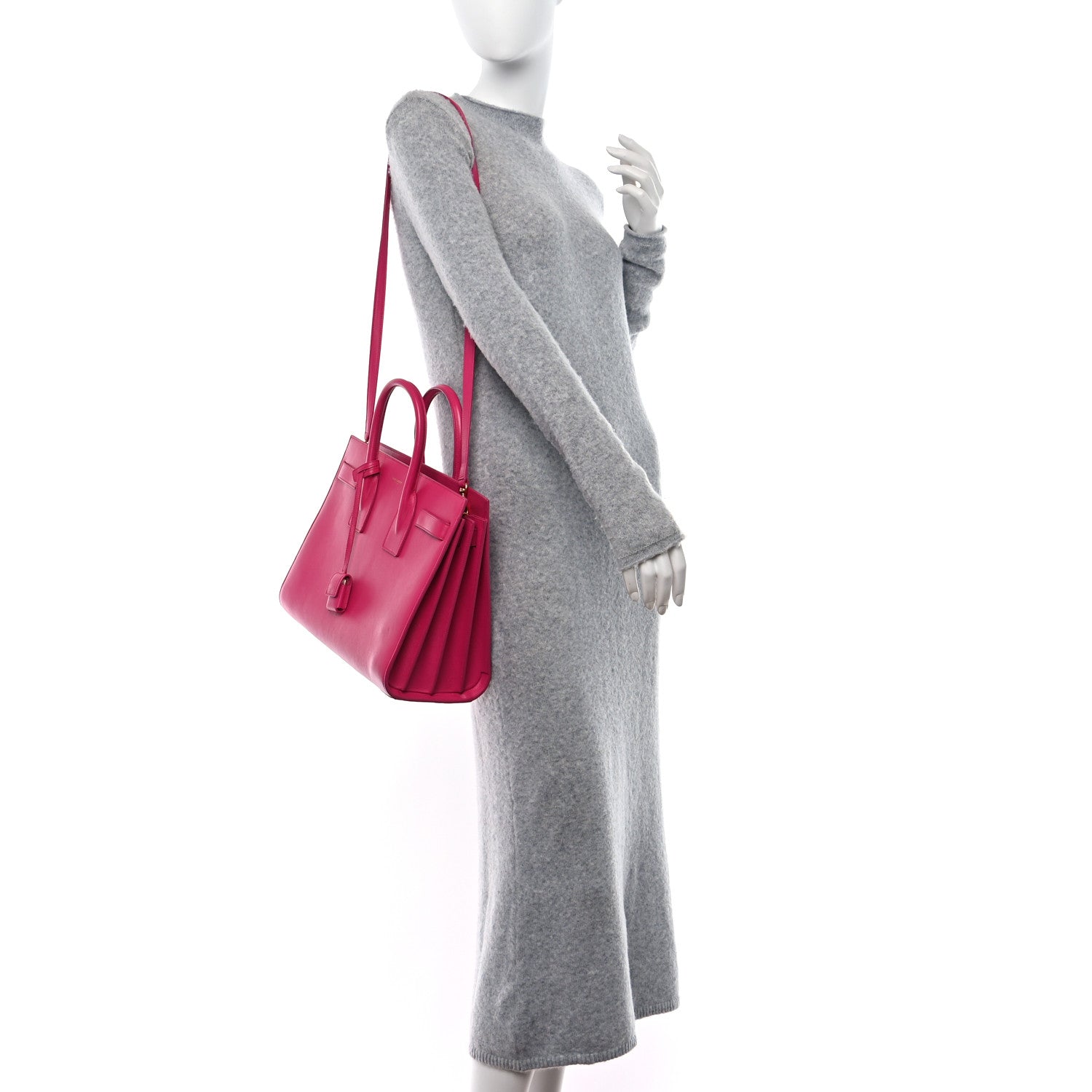 Saint Laurent Calfskin Small Sac De Jour Lipstick Fuchsia 2 of 10