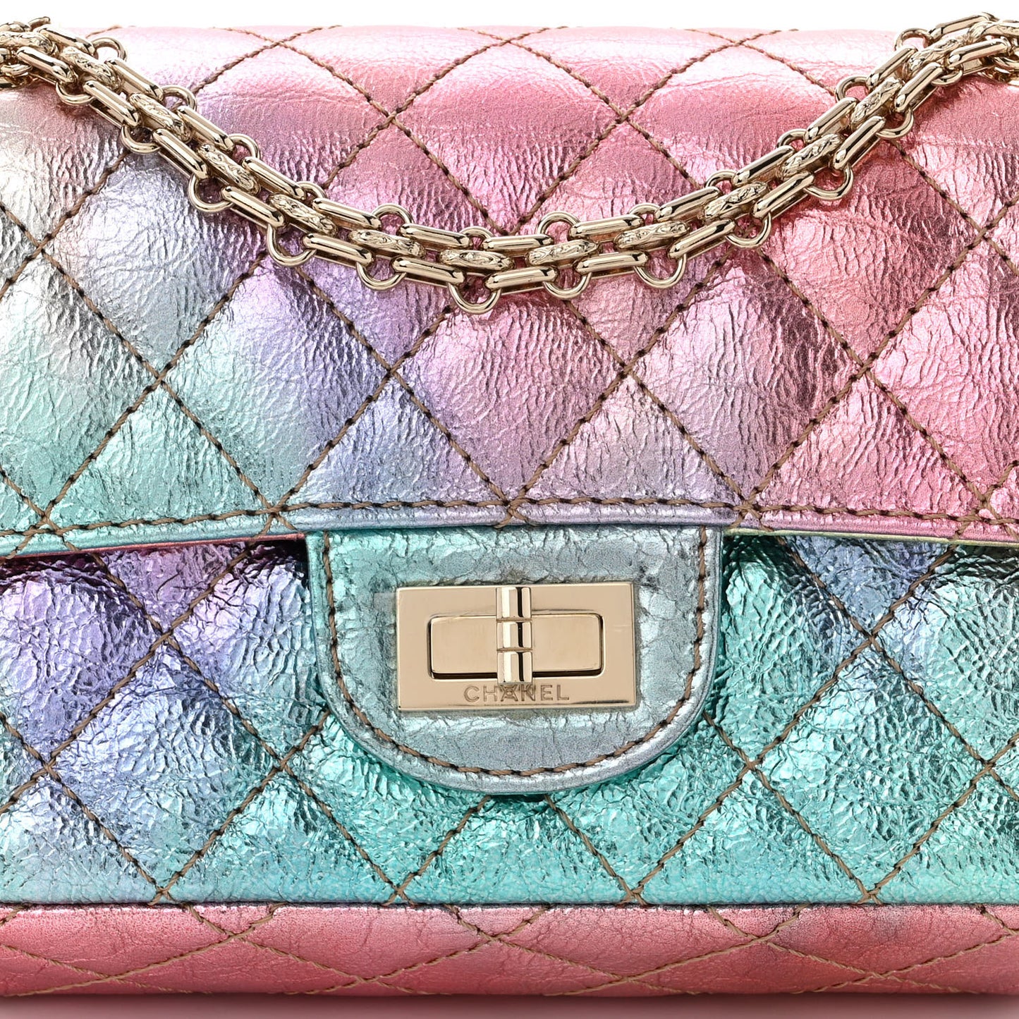 Metallic Goatskin Quilted Mini 2.55 Reissue Flap Multicolor