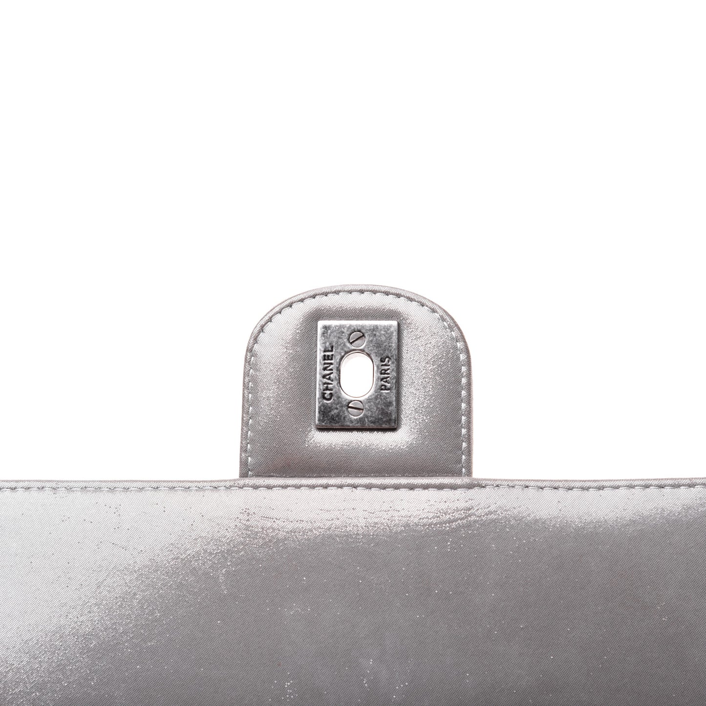Metallic Calfskin Chevron Quilted Small Urban Spirit Backpack Silver