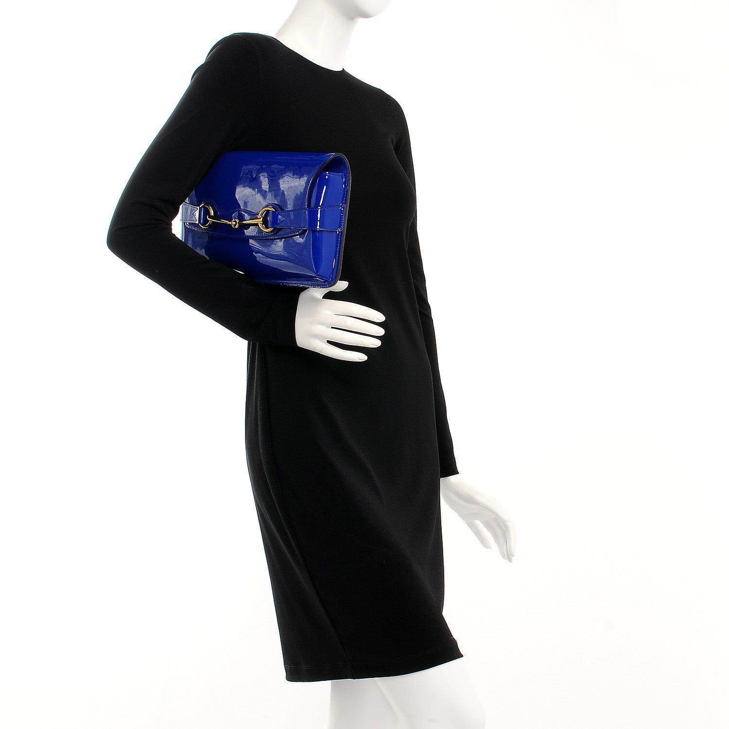 Gucci Patent Large Bright Bit Clutch Deep Zaffiro 2 of 7