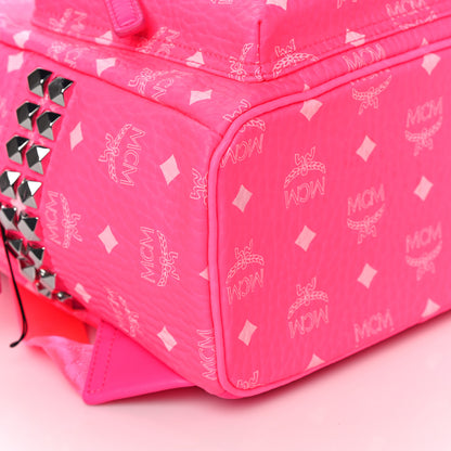 MCM Visetos Small Side Stud Stark Backpack Neon Pink 8 of 9