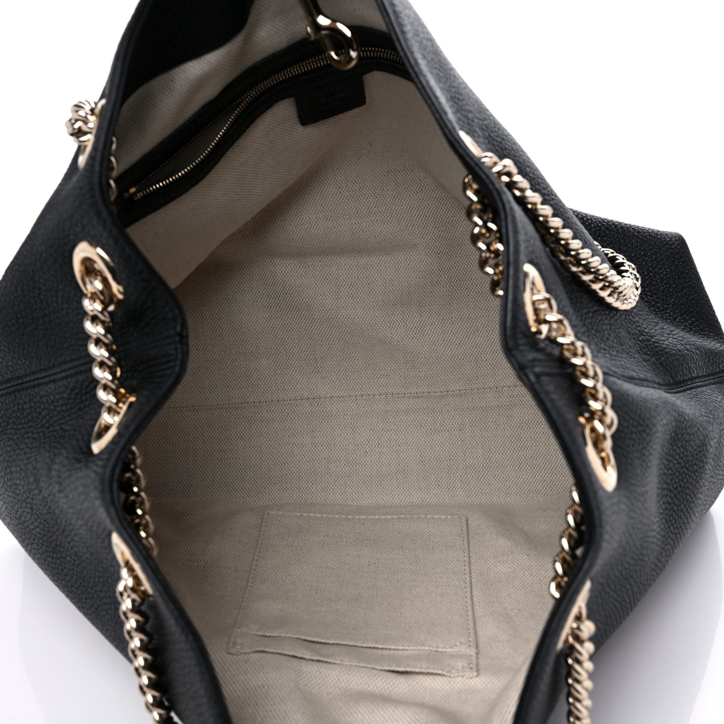 Pebbled Calfskin Medium Soho Chain Shoulder Bag Black