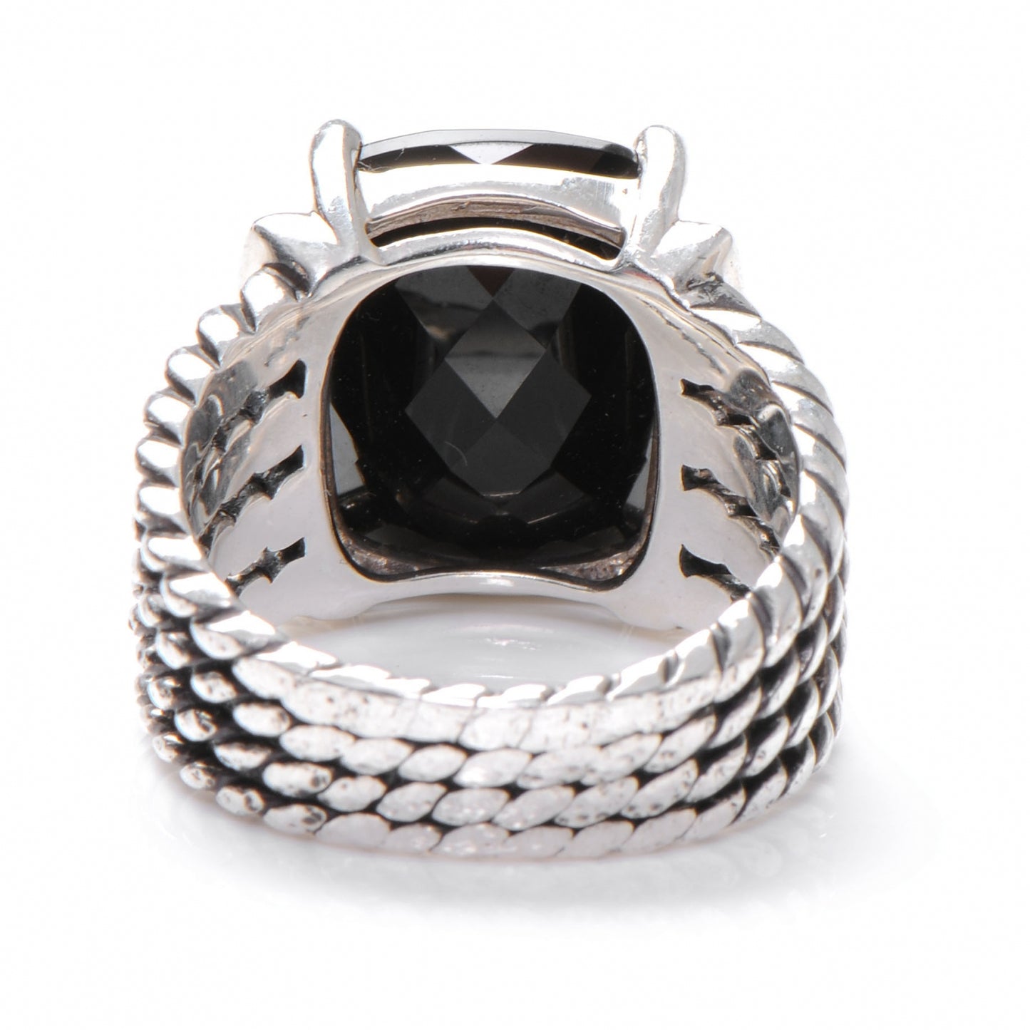 Sterling Silver Diamond Black Onyx 16mm Wheaton Ring 56 7.5
