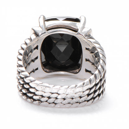 David Yurman Sterling Silver Diamond Black Onyx 16mm Wheaton Ring 56 7.5 6 of 6