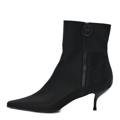 Chanel Nylon Camellia Zip Short Boots 40.5 Black 1 of 7