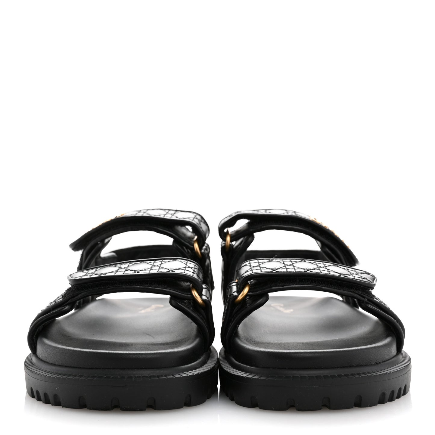 Calfskin Cannage Dioract 10mm Sandals 37 Black