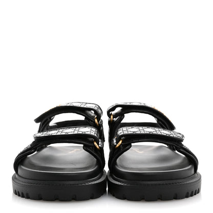 Christian Dior Calfskin Cannage Dioract 10mm Sandals 37 Black 3 of 12