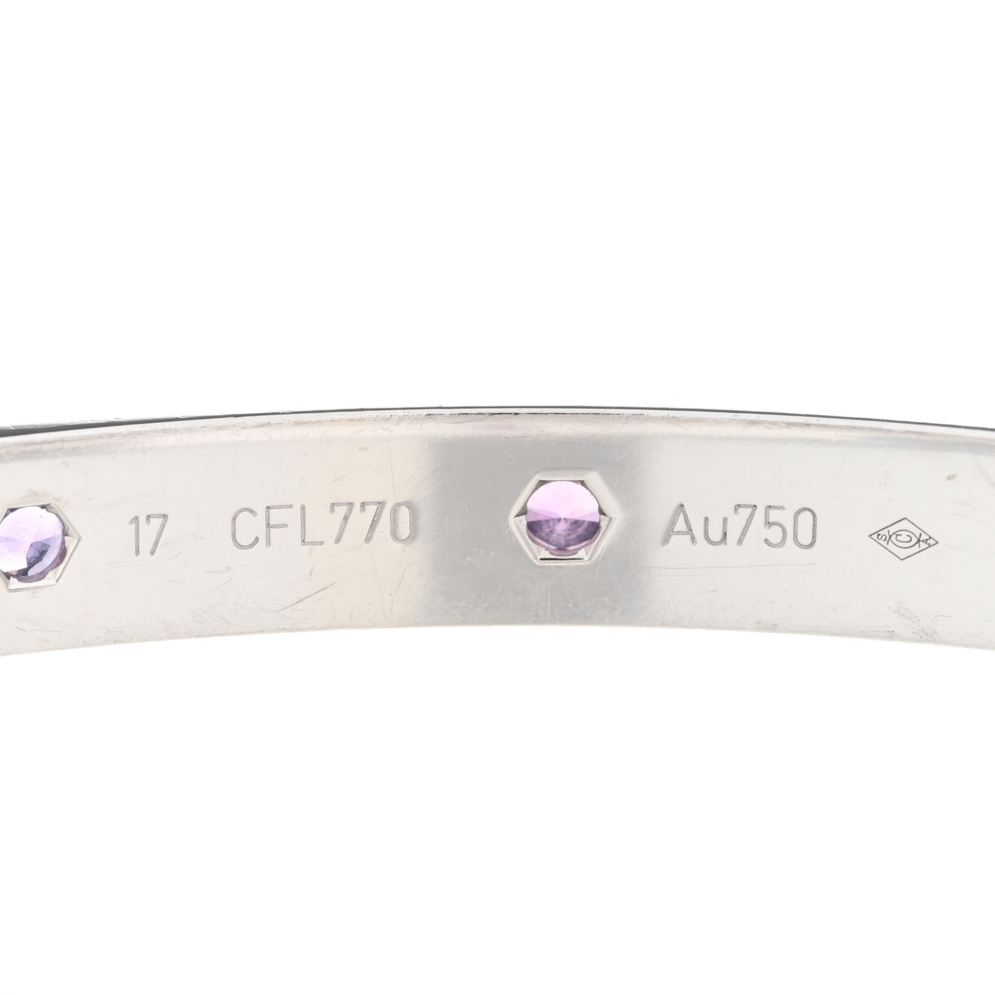 18K White Gold Aquamarine Sapphire Spinel Amethyst LOVE Bracelet 17