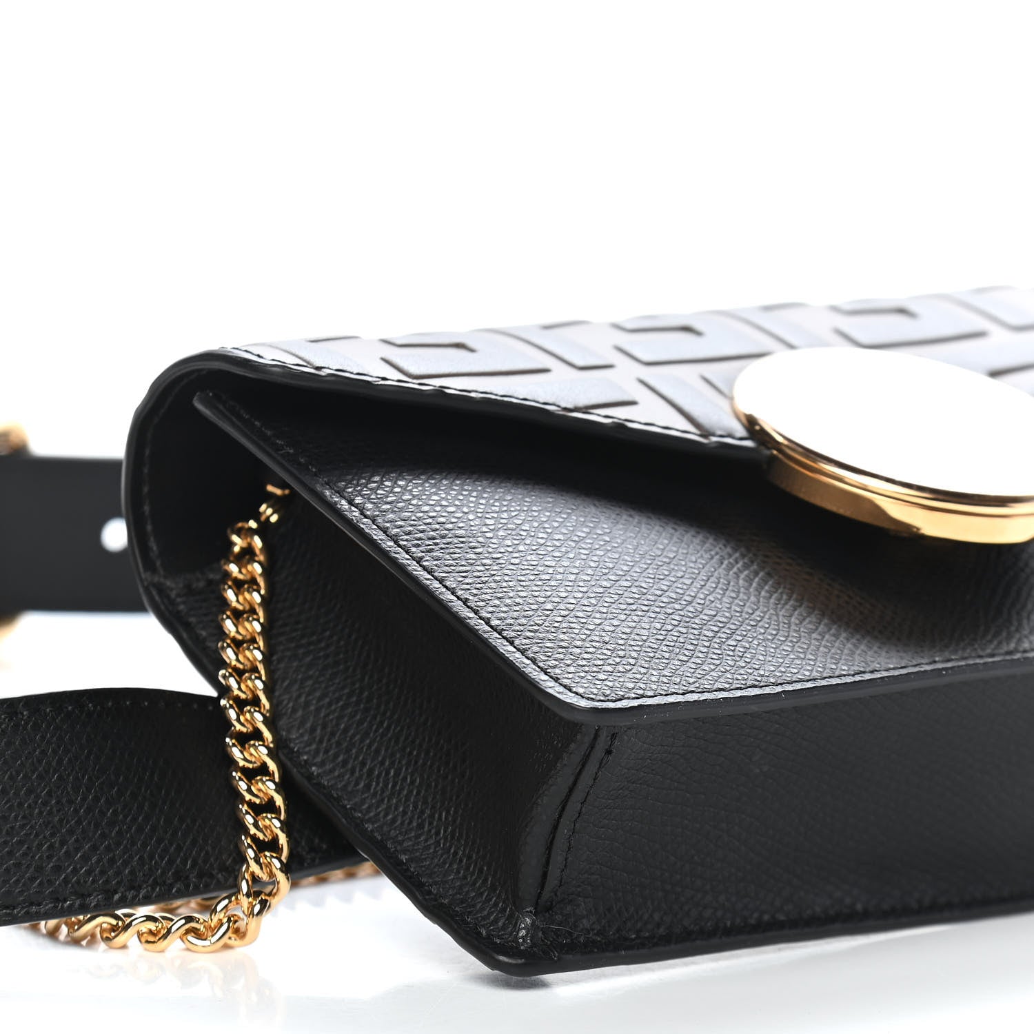 Fendi Vitello Cruise F is Fendi Bi-Color FF 1974 Embossed Envelope Belt Bag Maya Black 7 of 8