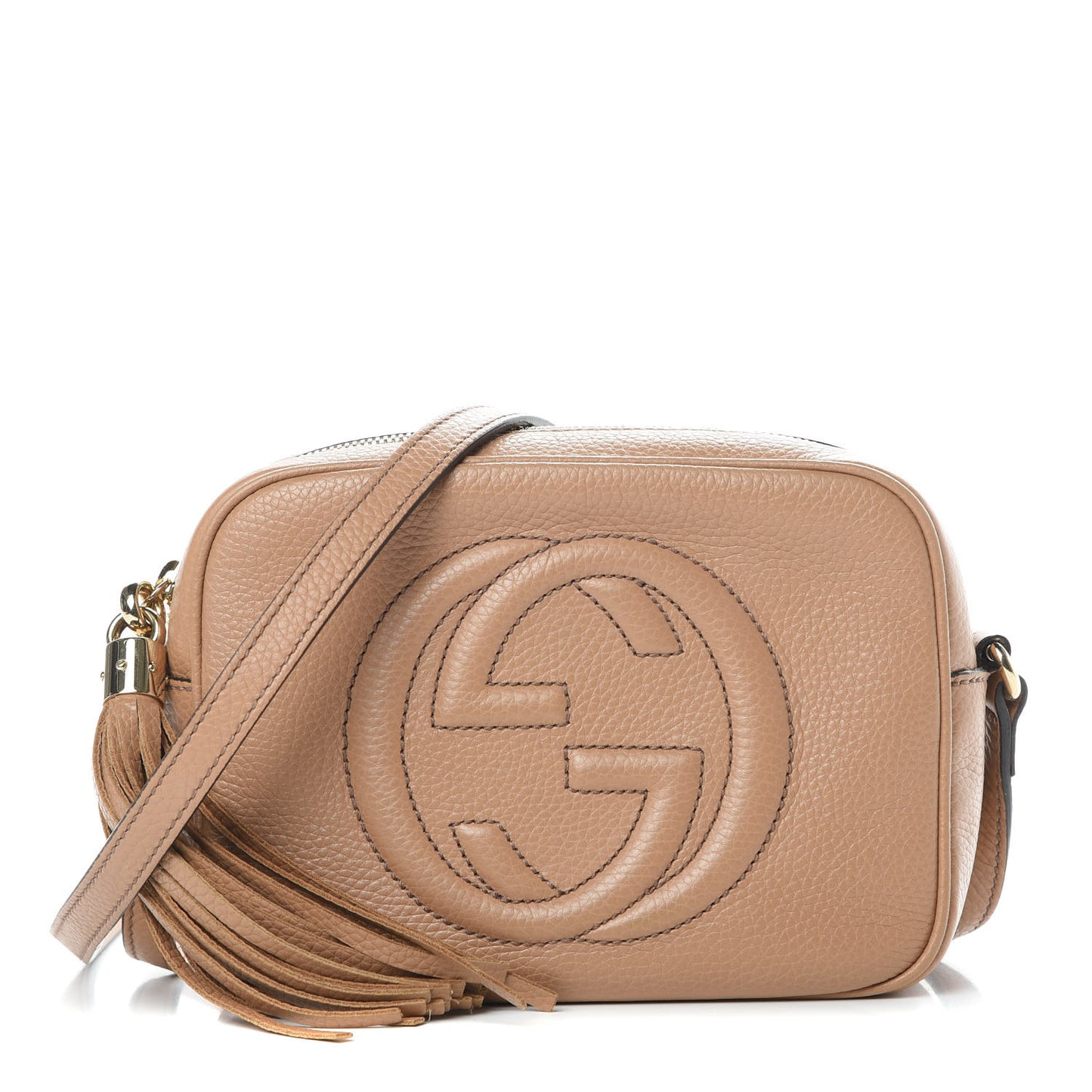 Pebbled Calfskin Small Soho Disco Bag Rose Beige