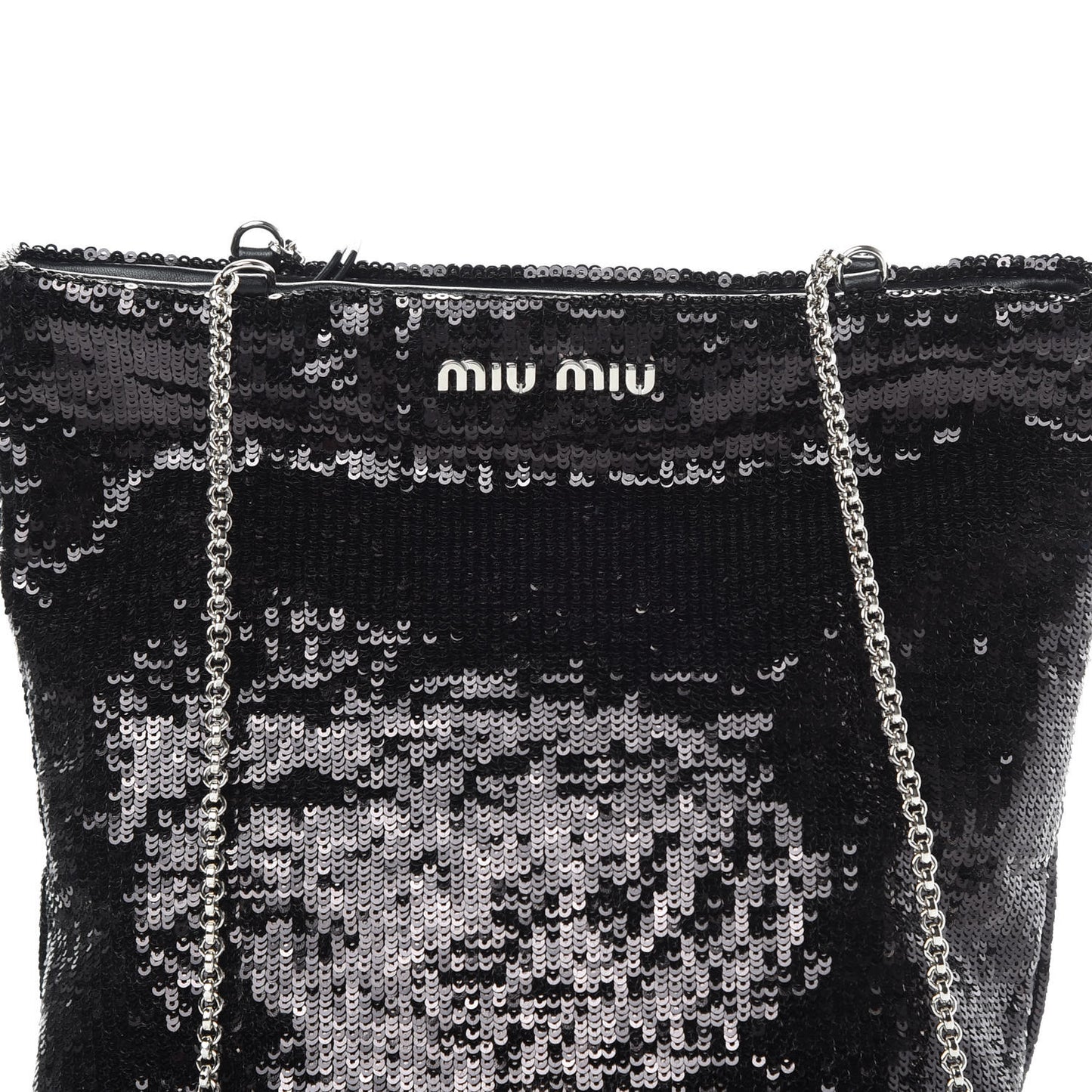 Paillettes Sequin Chain Shopping Bag Black