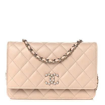 Chanel Caviar Quilted Coco Candy Wallet On Chain WOC Beige 1 of 12