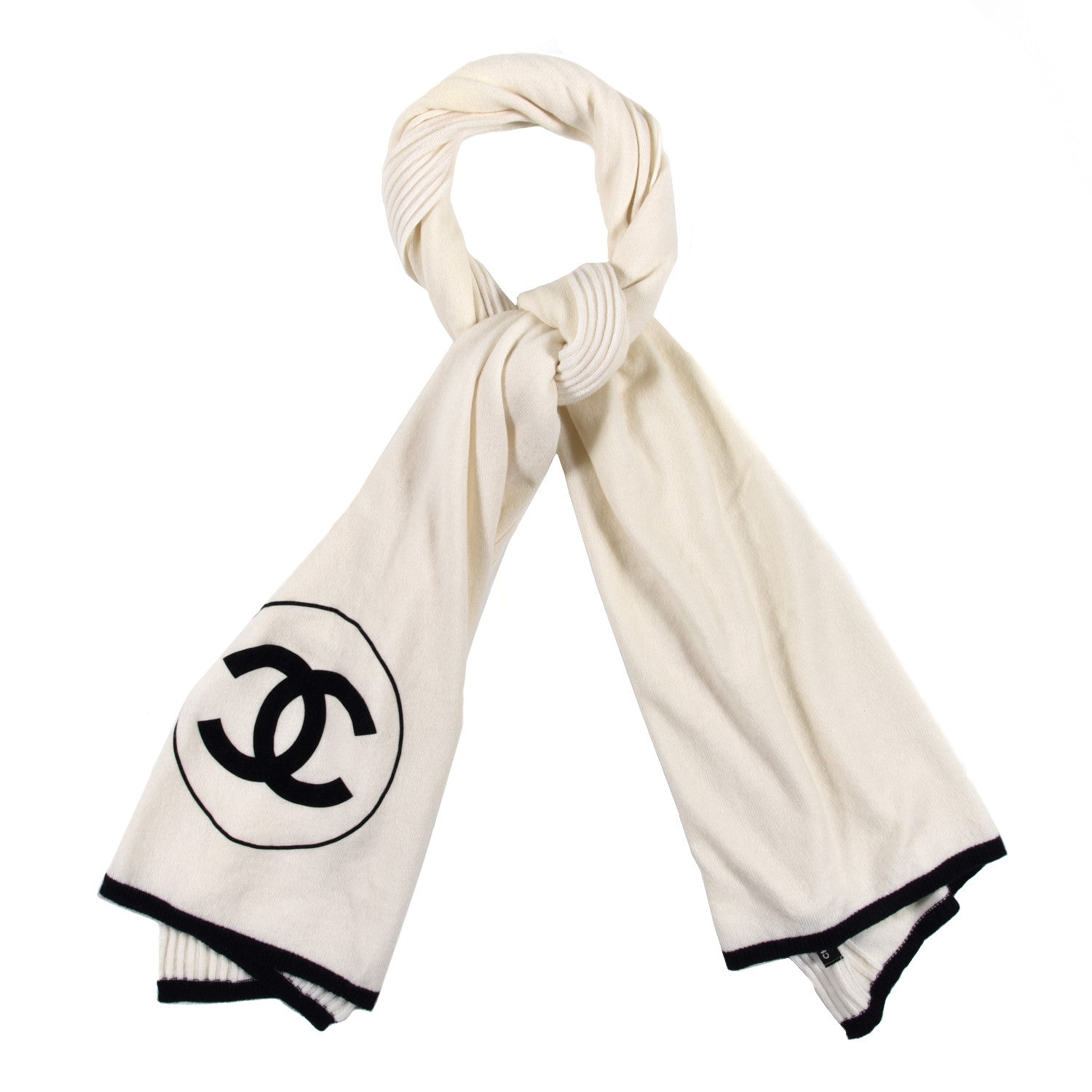 Chanel Cashmere CC Scarf White 1 of 3