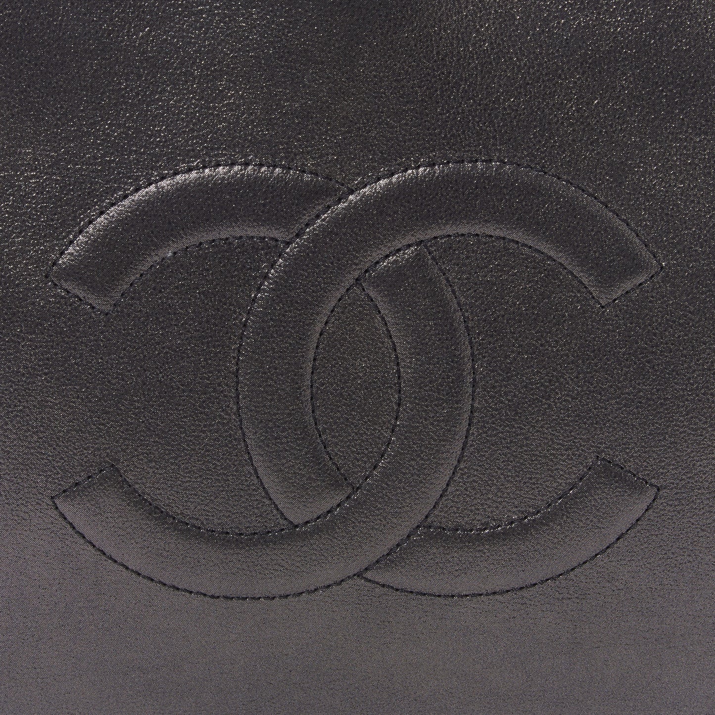Iridescent Calfskin CC East West Shopping Tote Grey