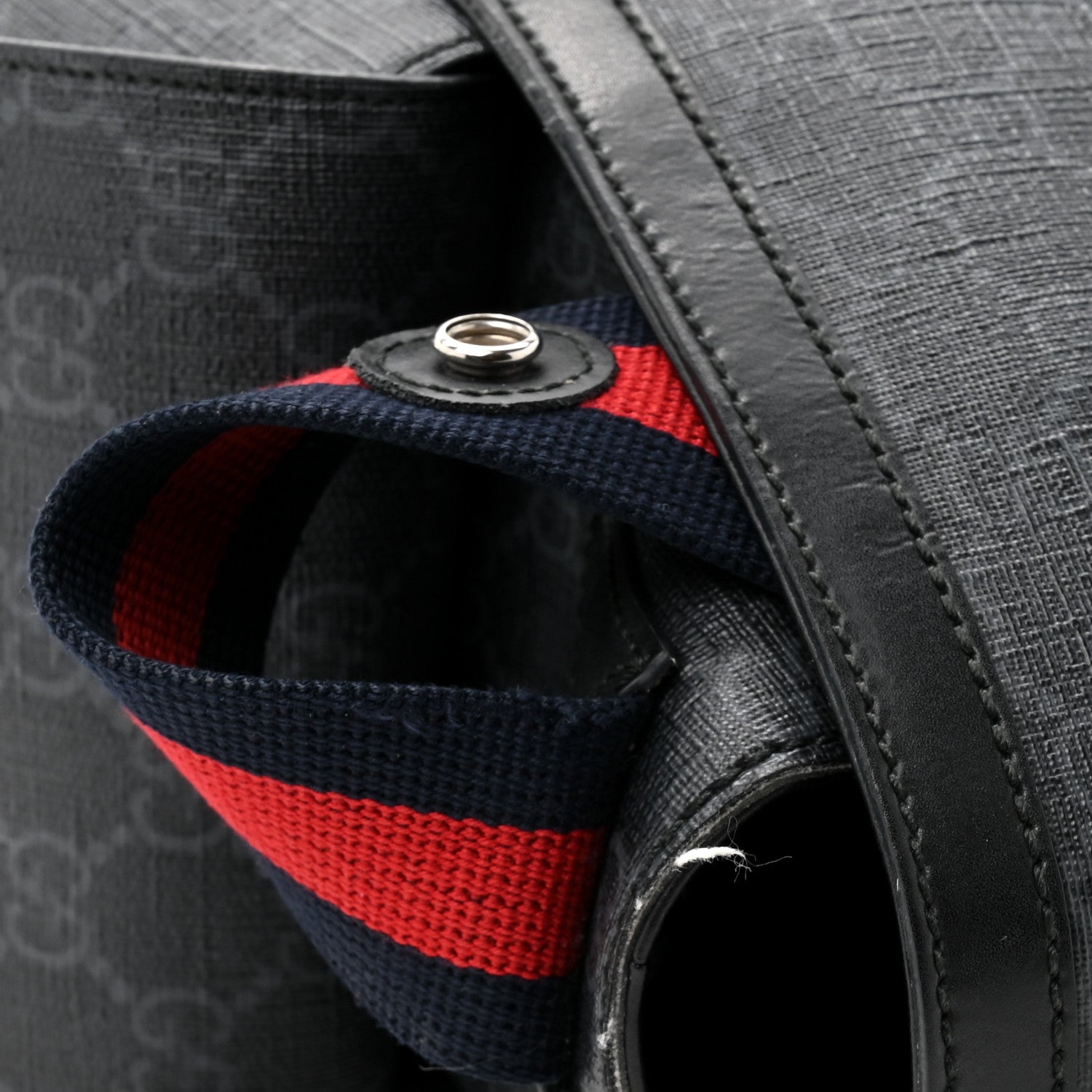 Gucci GG Supreme Monogram Web Messenger Diaper Bag Black Grey 14 of 14