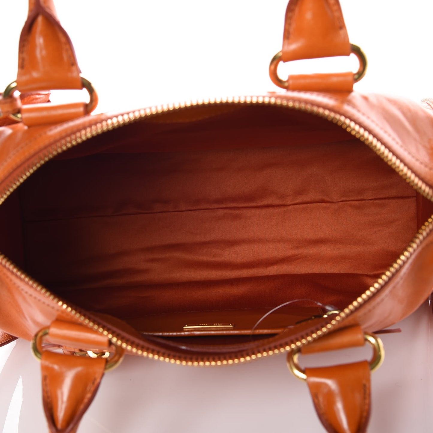 Vitello Shine Zip Tote Papaya