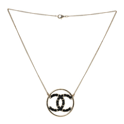Chanel Lambskin CC Chain Necklace Gold Black 2 of 4