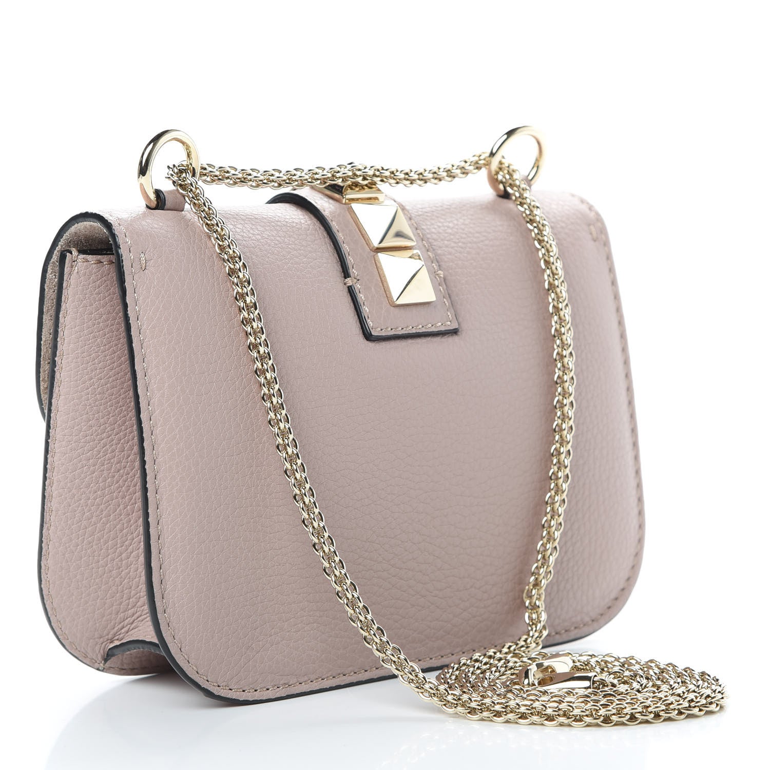 Valentino Garavani Pebbled Calfskin Small Glam Lock Rockstud Flap Poudre 4 of 10