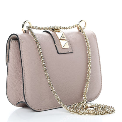 Valentino Garavani Pebbled Calfskin Small Glam Lock Rockstud Flap Poudre 4 of 10