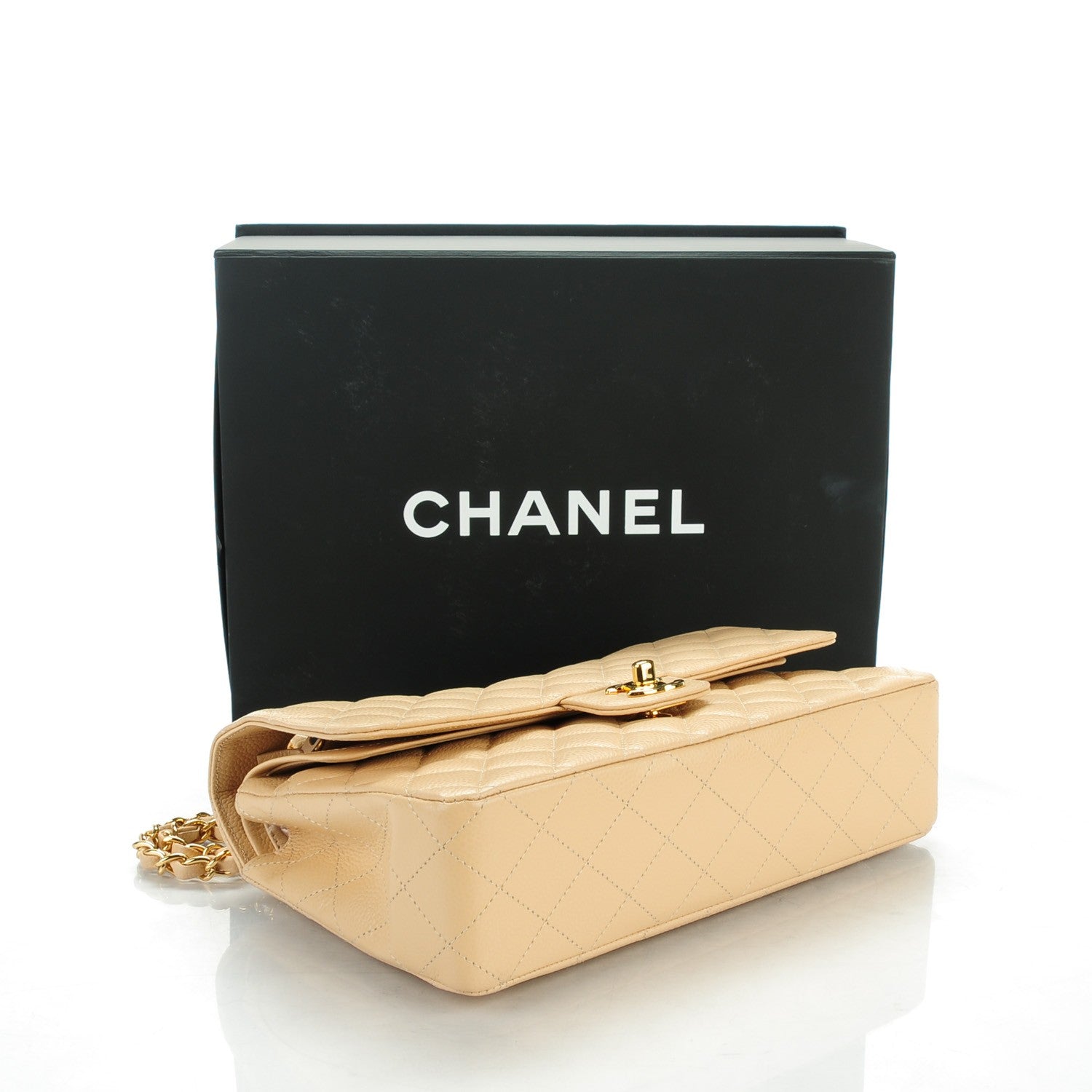 Chanel Caviar Quilted Medium Double Flap Beige Clair 4 of 8