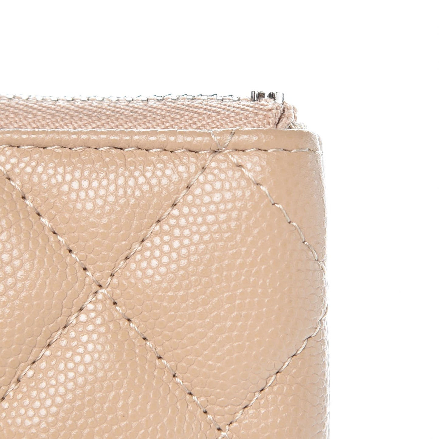Caviar Quilted Small Cosmetic Case Beige