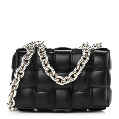 Bottega Veneta Lambskin Maxi Intreccio Padded Chain Cassette Crossbody Bag Black 1 of 11
