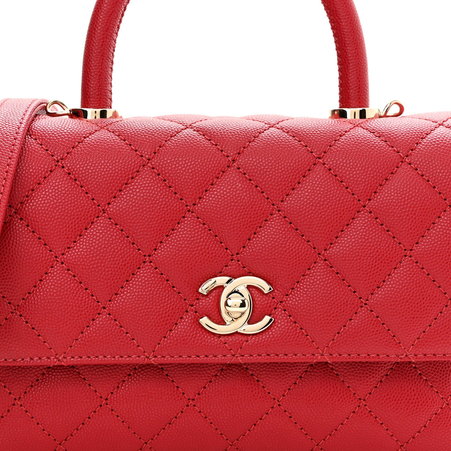Caviar Quilted Mini Coco Handle Flap Red