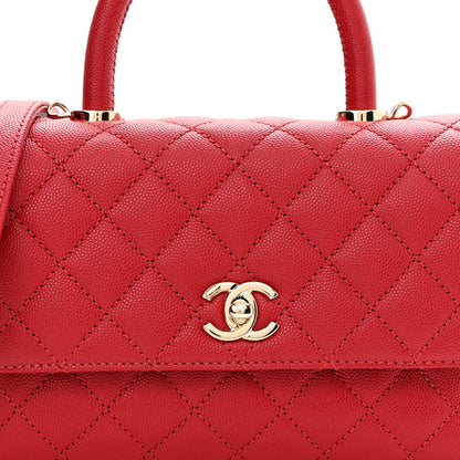 Chanel Caviar Quilted Mini Coco Handle Flap Red 7 of 9
