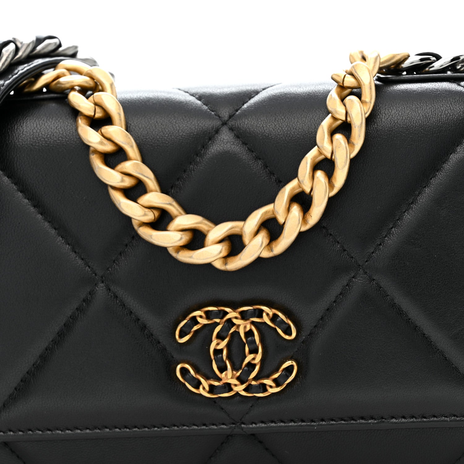 Chanel Lambskin Quilted Chanel 19 Wallet On Chain WOC Black 9 of 15